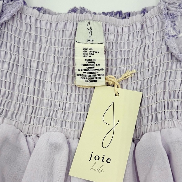NWT Joie kids Girl’s Smocked Purple Floral Swiss Dot Tiered Dress w/ Headband 4T - Picture 5 of 8